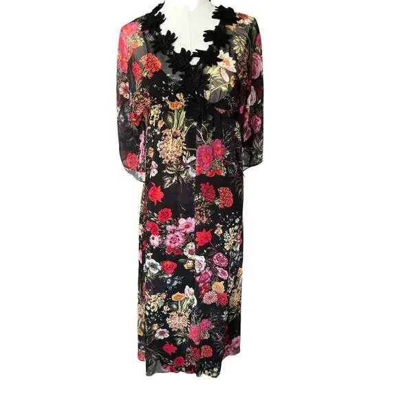 Farm Rio Anthropologie Laina Floral Boho Maxi Dress Size XS